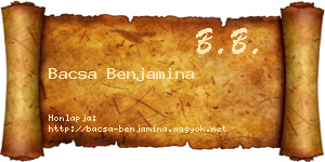 Bacsa Benjamina névjegykártya